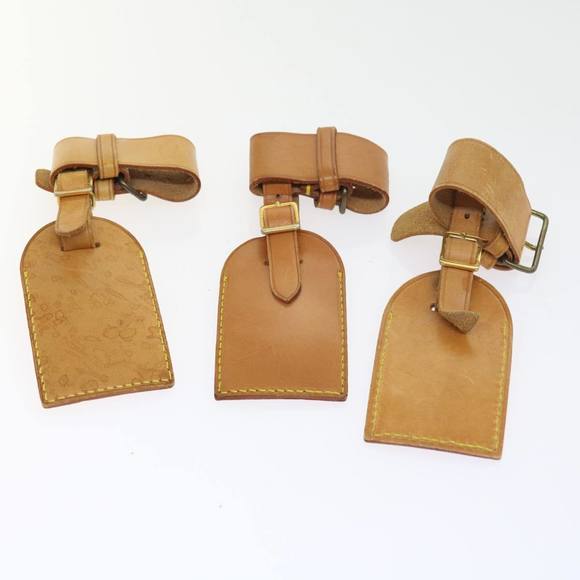 LOUIS VUITTON Powanie Name Tag Leather 10set Beige LV Auth 54475 - Picture 5 of 7